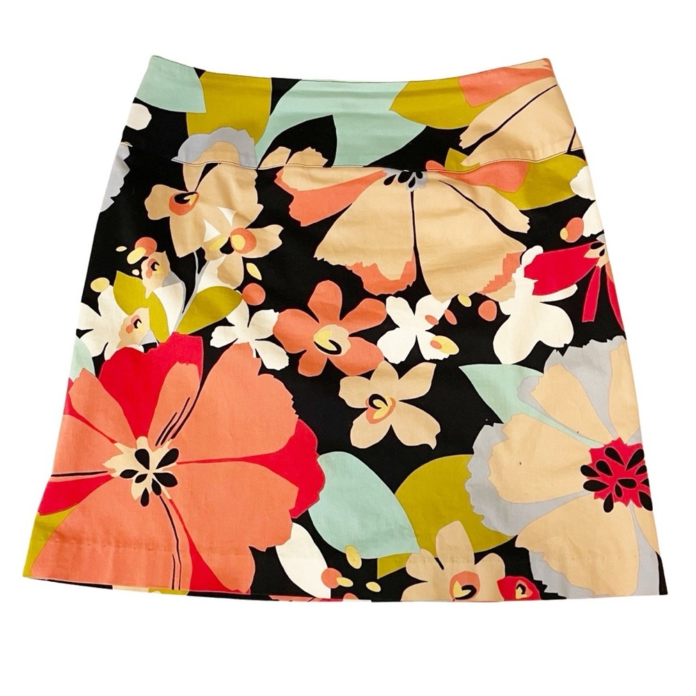 Alli Y Skirt Zip Multicolor Modern Floral‎ A Line Skirt Size 6